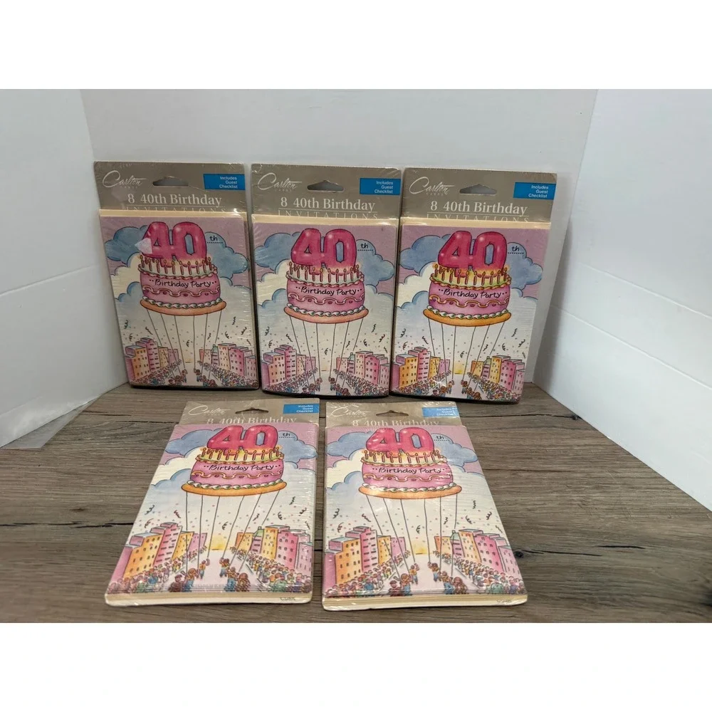Carlton Cards 40th Birthday Party Invitations Lot of 5 Packs 40 Total New Sealed